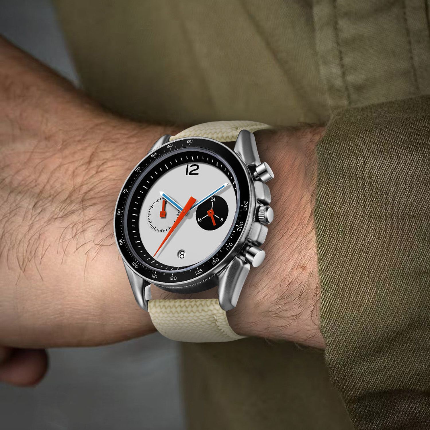 Leather Watch Band Men - CILOA Vintage Racing Chronograph Men Watch