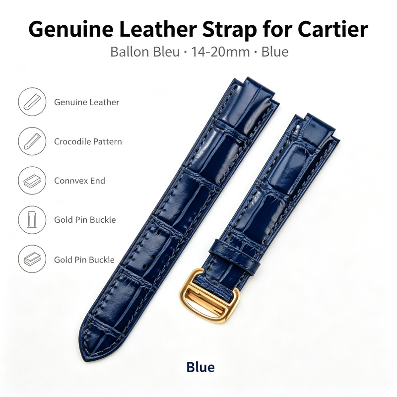 14-20mm Genuine Leather Strap  - Cartier Watch Ballon Bleu review and price